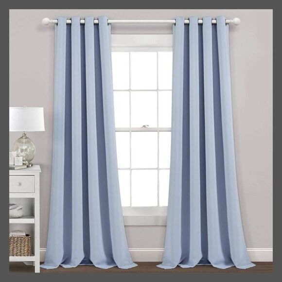 Open Box - Lush Decor - Set of 2 (84"x52") Insulated Grommet Blackout Wind Blue - Picture 1 of 4